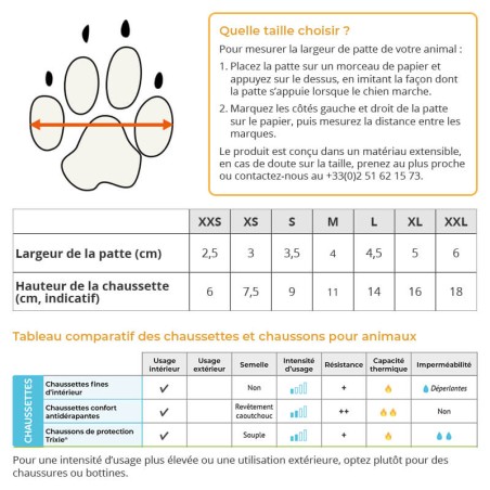 chaussettes fines hydrophobe d'intérieur pour animaux prise de mesure